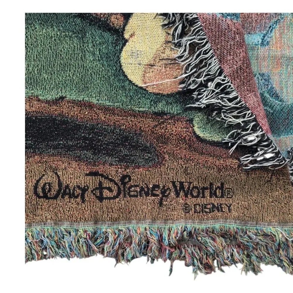 Disney World Mickey & Minnie Picnic Tapestry Throw Blanket 60x50 Vintage